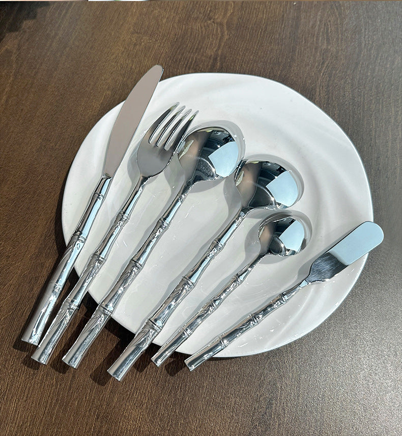 Luxury Imperial Bamboo Stainless Steel Flatware Set | 3CARATS