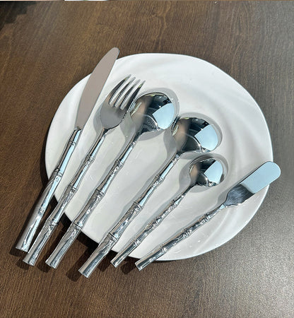 Luxury Imperial Bamboo Stainless Steel Flatware Set | 3CARATS