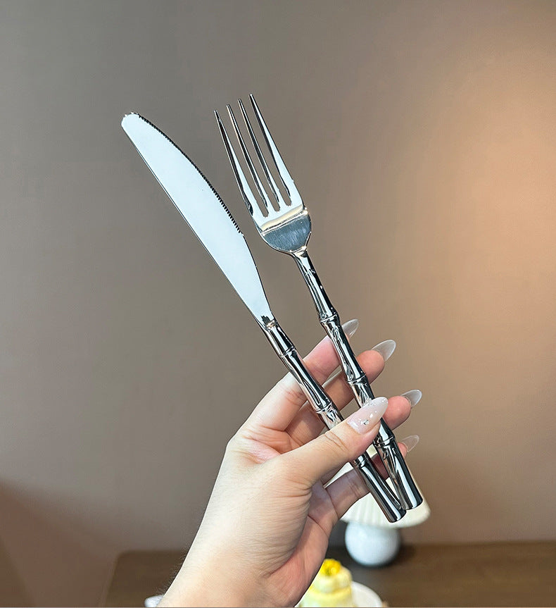 Luxury Imperial Bamboo Stainless Steel Flatware Set | 3CARATS