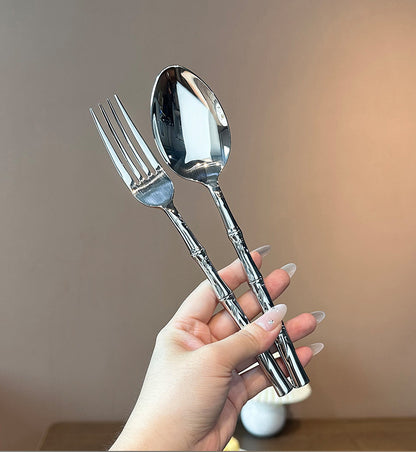 Luxury Imperial Bamboo Stainless Steel Flatware Set | 3CARATS