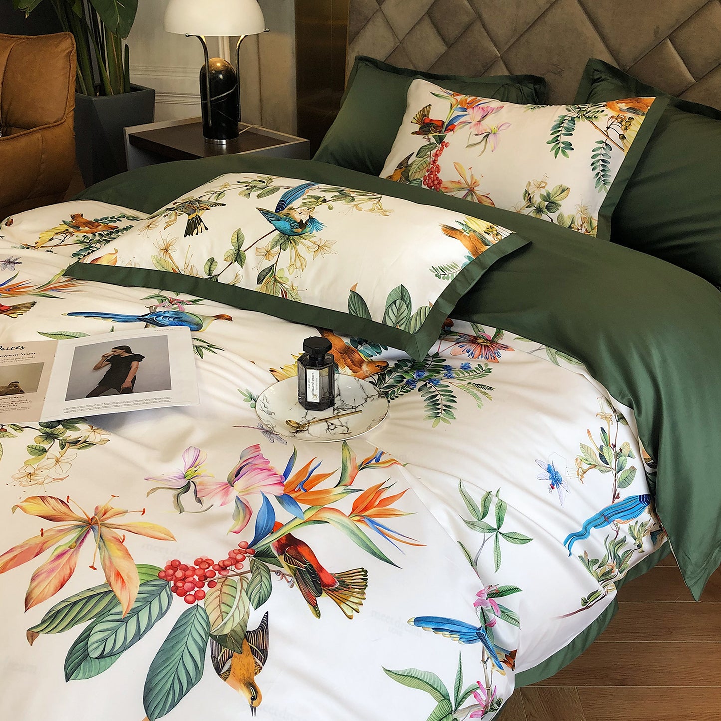 Luxury Birds Garden Long-Staple Cotton Bedding Set | 3CARATS