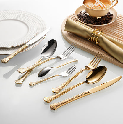 Luxury Gold Embossed Flatware Set | 3CARATS