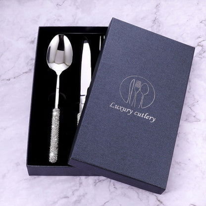 Luxury Knight Stainless Steel Cutlery Set with Crystal Inlay | 3CARATS