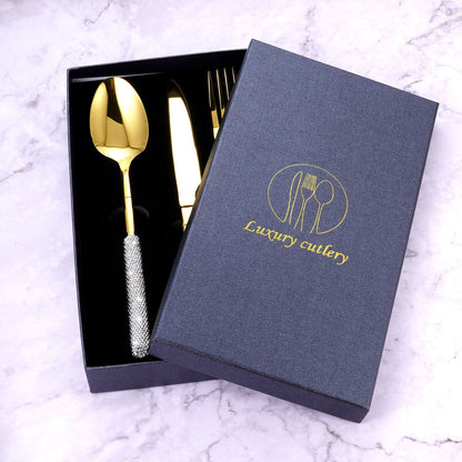 Luxury Knight Stainless Steel Cutlery Set with Crystal Inlay | 3CARATS