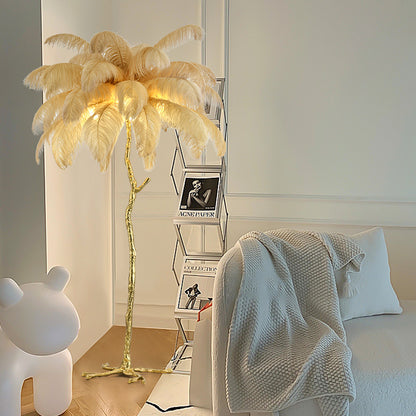 Luxury Ostrich Feather Led Floor Lamp | 3CARATS