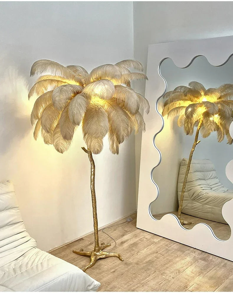 Luxury Ostrich Feather Led Floor Lamp | 3CARATS