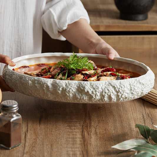 Luxury Rock-Pattern Large Ceramic Fish Platter | 3CARATS