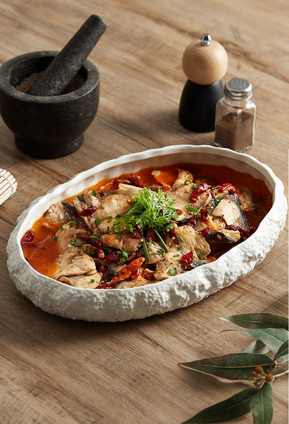 Luxury Rock-Pattern Large Ceramic Fish Platter | 3CARATS