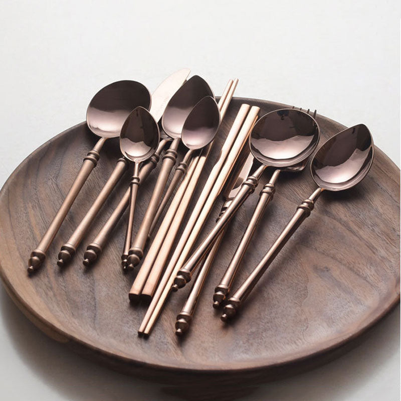 Luxury Rose Gold Bamboo Cutlery Set | 3CARATS