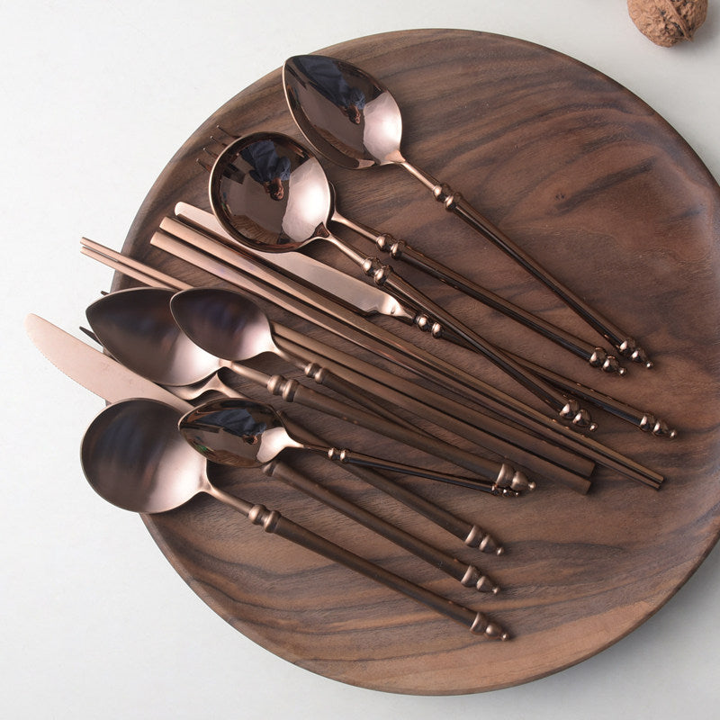Luxury Rose Gold Bamboo Cutlery Set | 3CARATS
