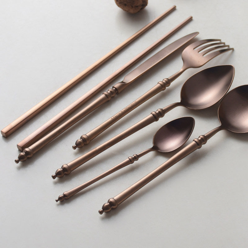 Luxury Rose Gold Bamboo Cutlery Set | 3CARATS
