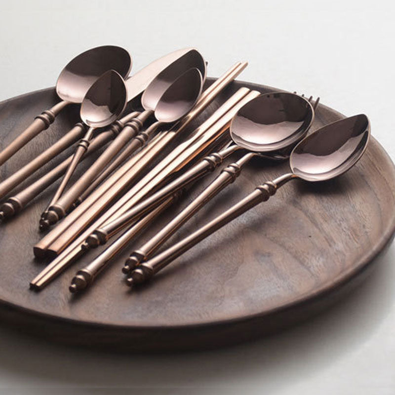 Luxury Rose Gold Bamboo Cutlery Set | 3CARATS