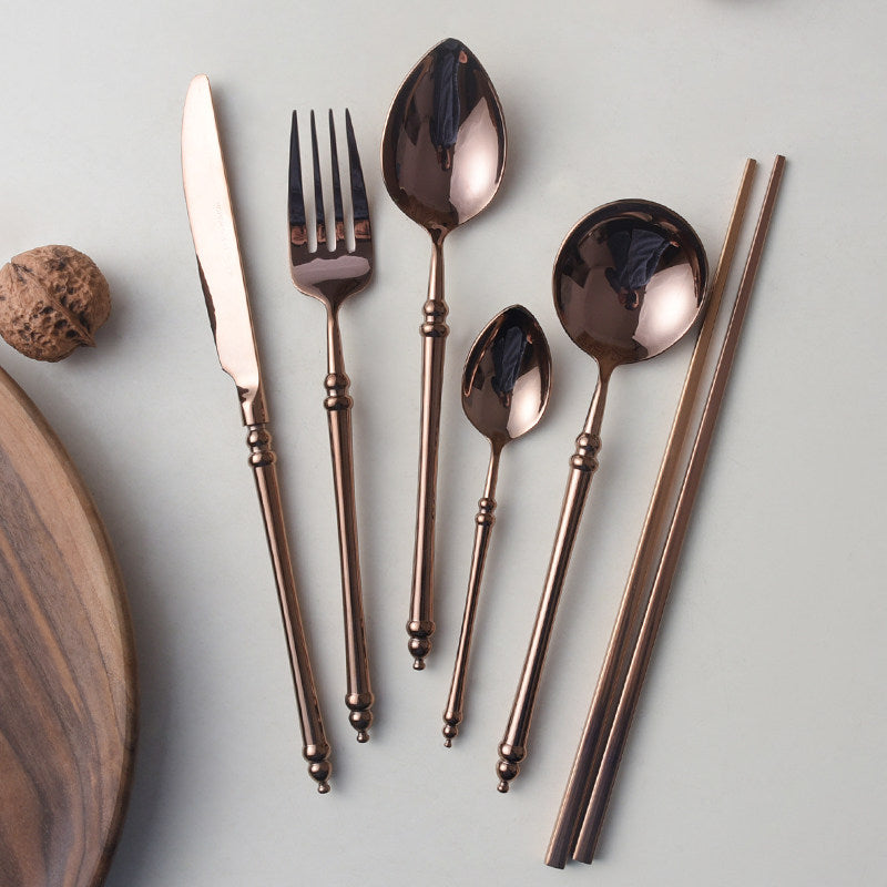 Luxury Rose Gold Bamboo Cutlery Set | 3CARATS