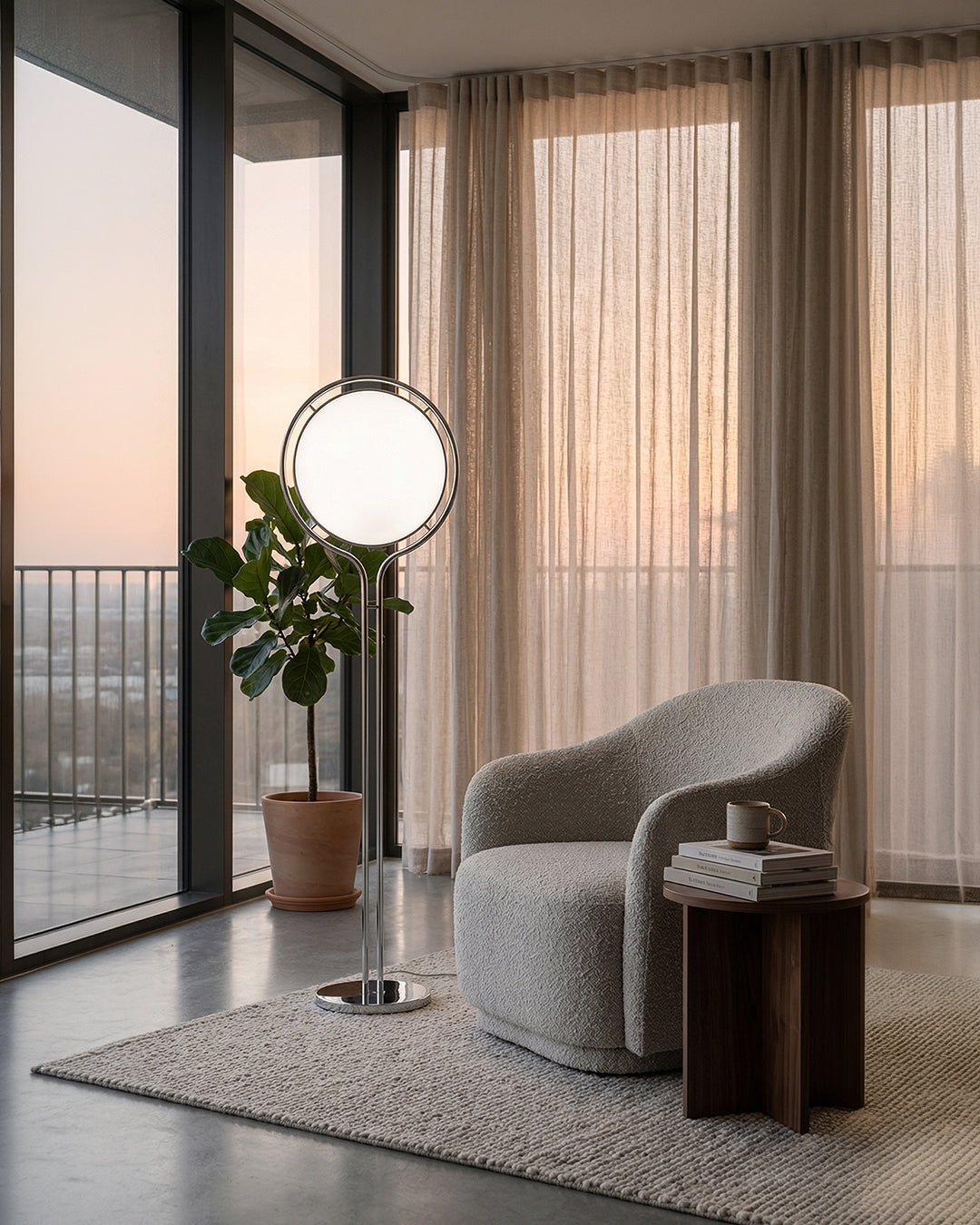 Mid-Century Nordic Chrome Globe Floor Lamp | 3CARATS