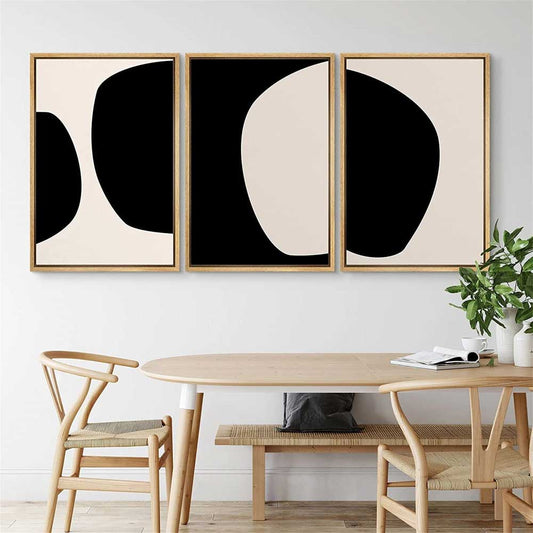 Mid Century Abstract Geometric Wall Art - 3 Piece Framed | 3CARATS