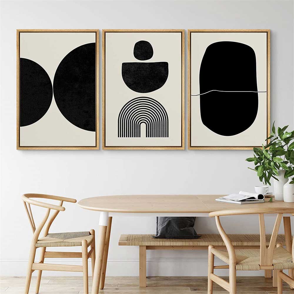 Mid Century Abstract Geometric Wall Art - 3 Piece Framed | 3CARATS