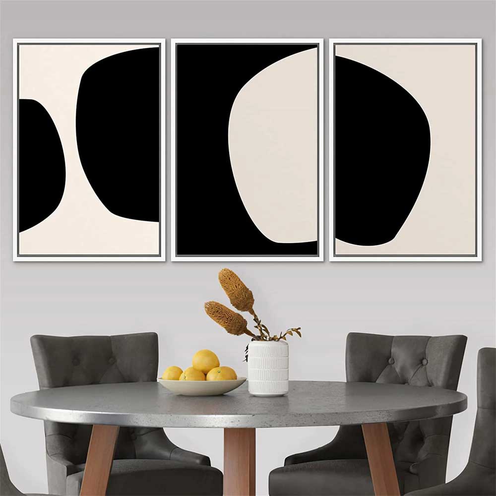 Mid Century Abstract Geometric Wall Art - 3 Piece Framed | 3CARATS