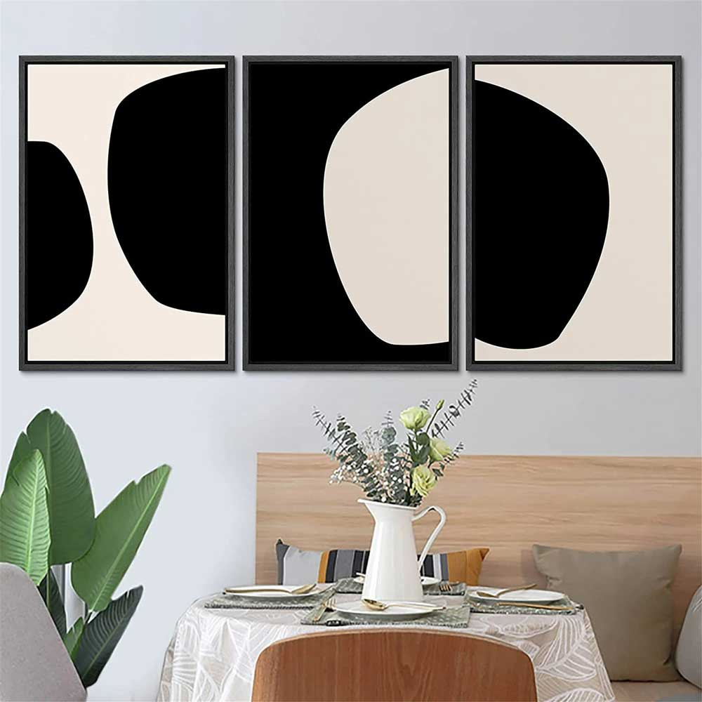 Mid Century Abstract Geometric Wall Art - 3 Piece Framed | 3CARATS