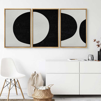 Mid Century Abstract Geometric Wall Art - 3 Piece Framed | 3CARATS