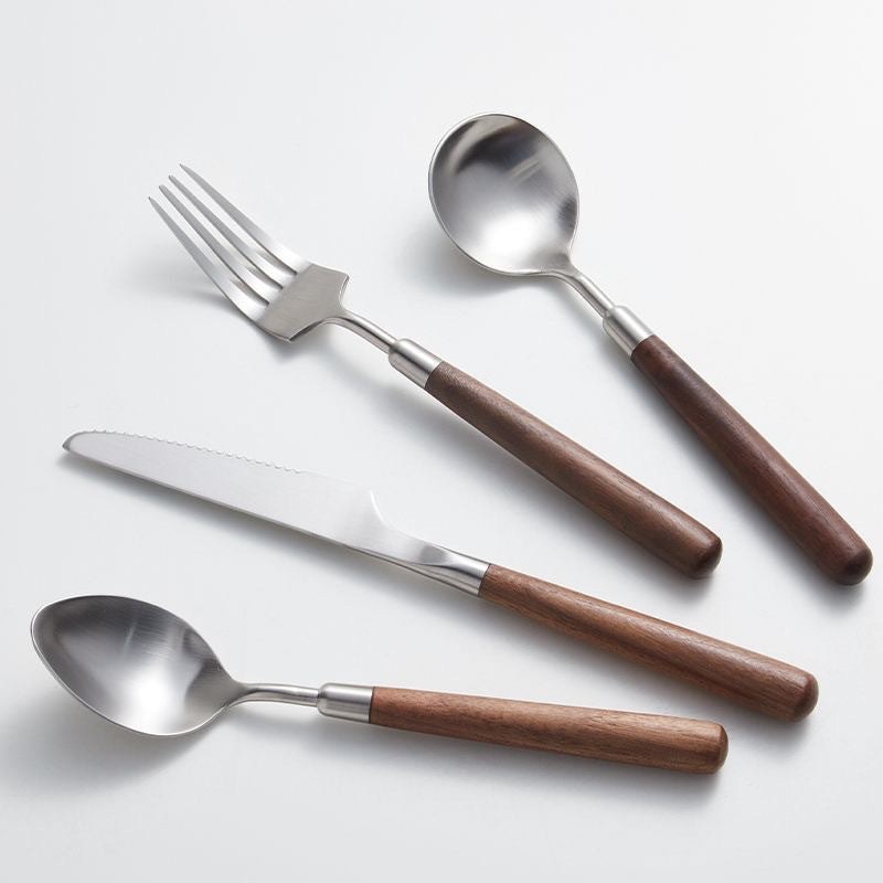 Minimalist Walnut Wood Flatware Set | 3CARATS