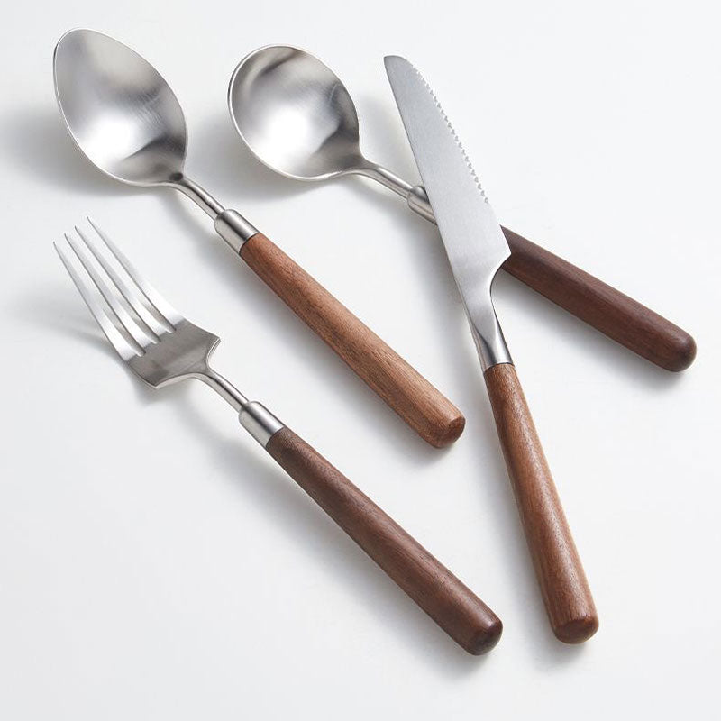 Minimalist Walnut Wood Flatware Set | 3CARATS