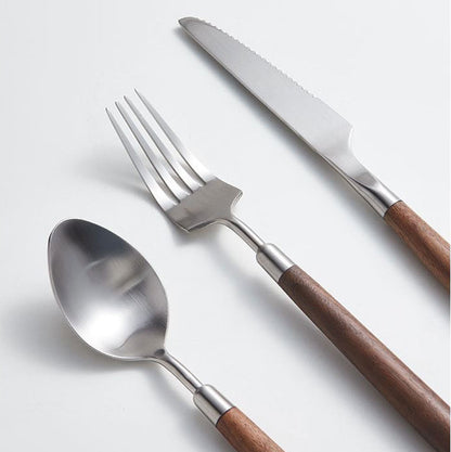 Minimalist Walnut Wood Flatware Set | 3CARATS