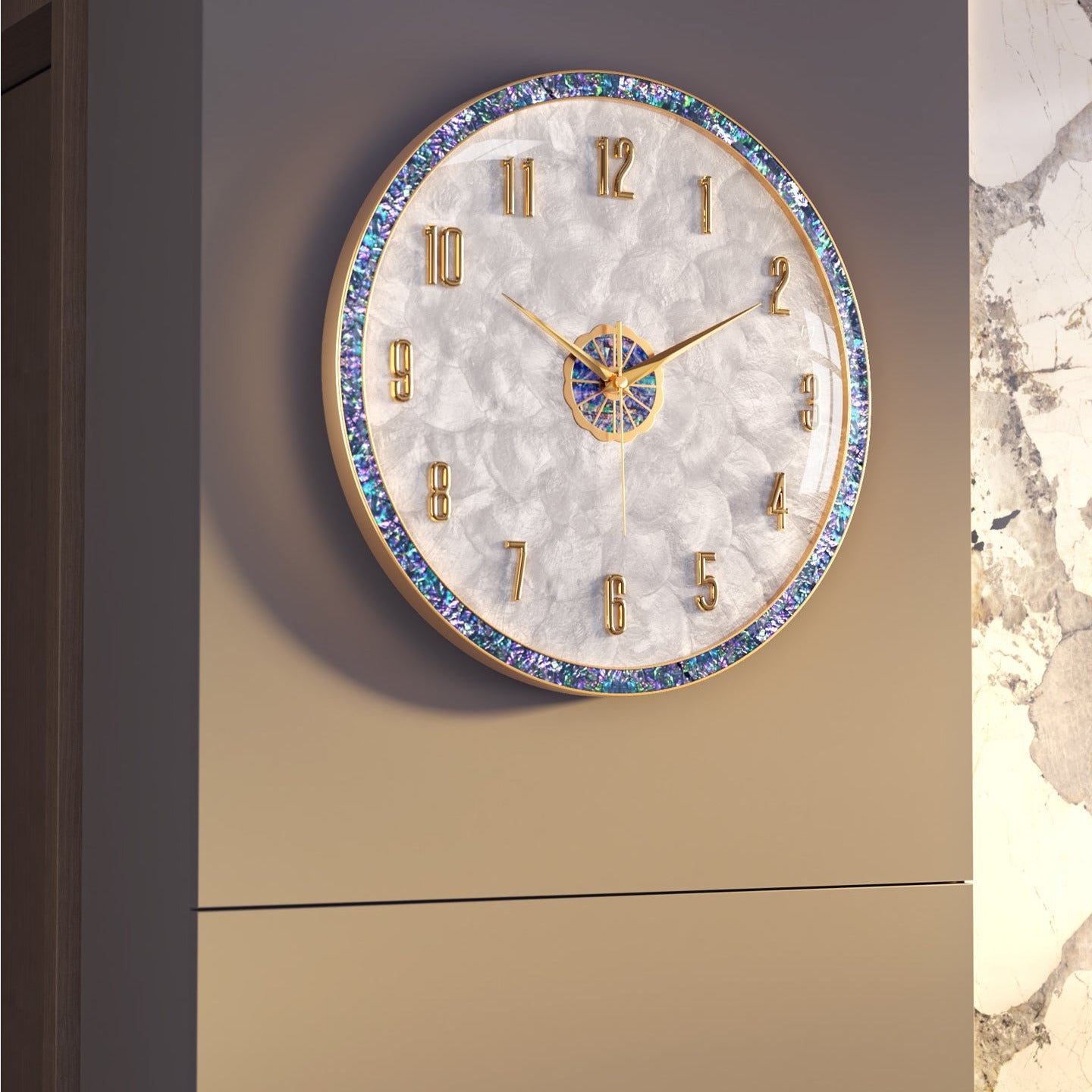 Natural Abalone Shell Alloy Wall Clock | 3CARATS