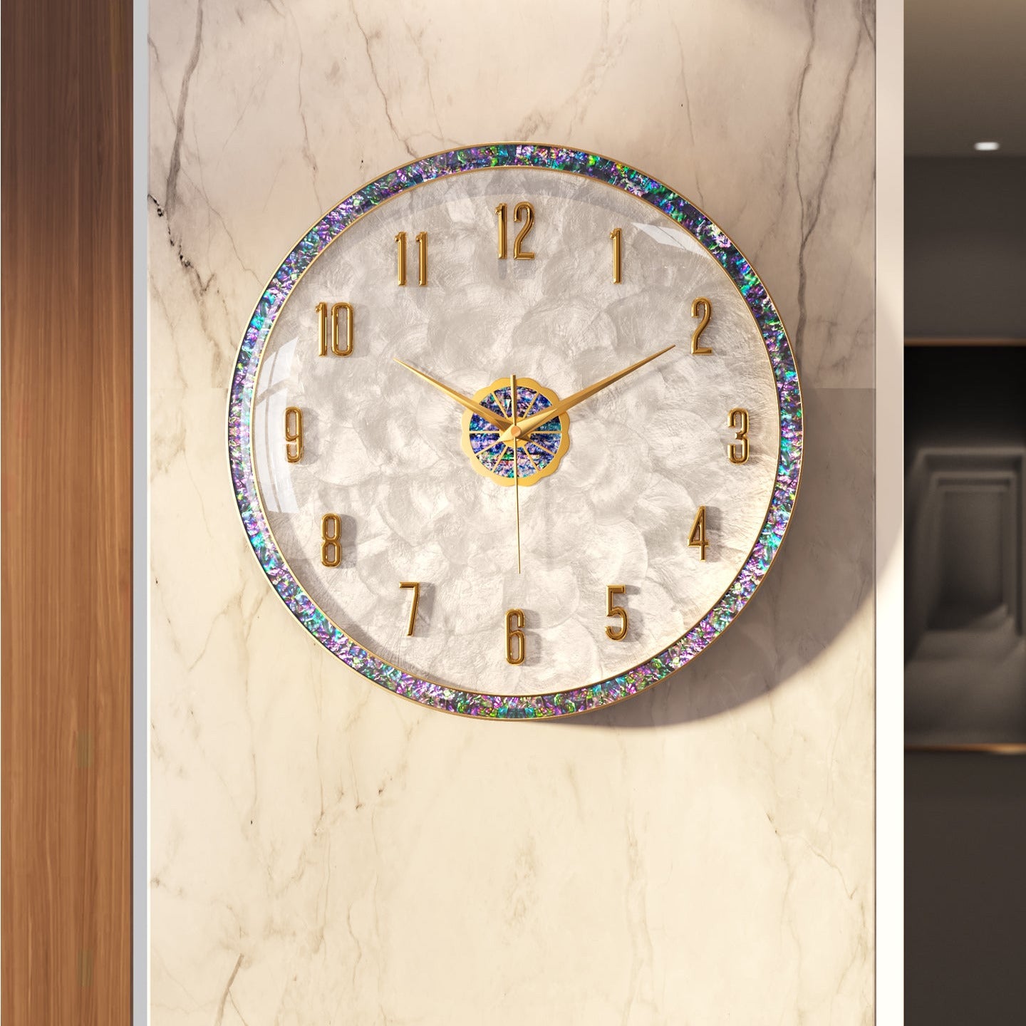 Natural Abalone Shell Alloy Wall Clock | 3CARATS
