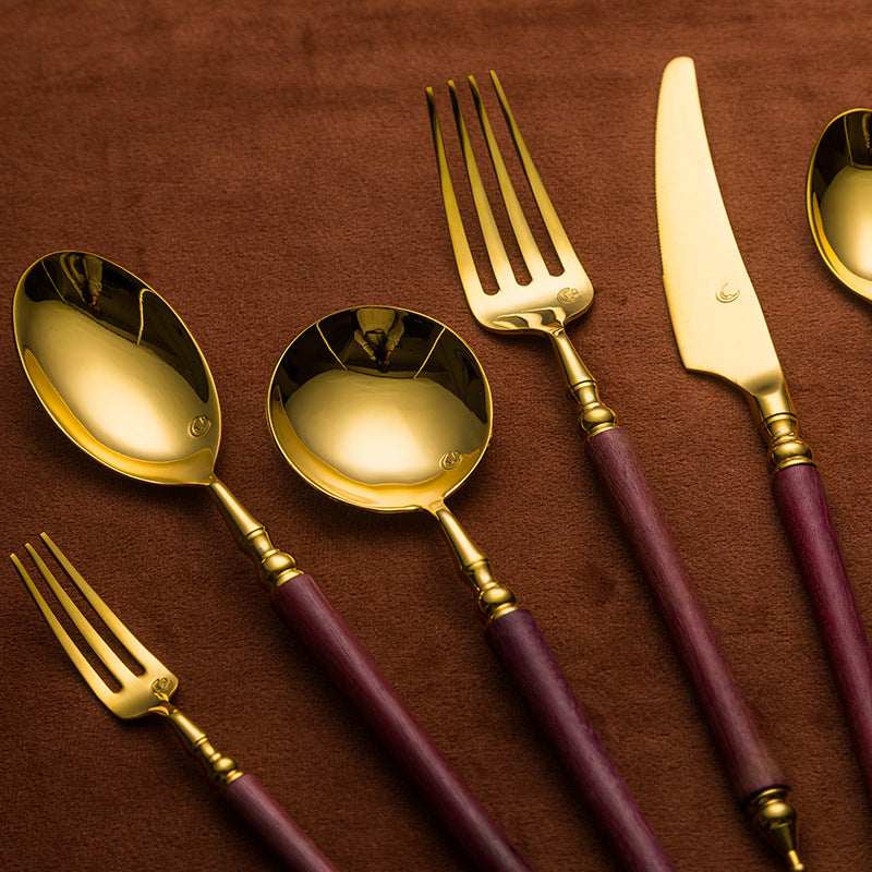 Paris Vintage Royal Violet Wood Cutlery Set | 3CARATS