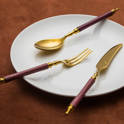 Paris Vintage Royal Violet Wood Cutlery Set | 3CARATS