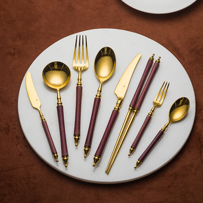 Paris Vintage Royal Violet Wood Cutlery Set | 3CARATS