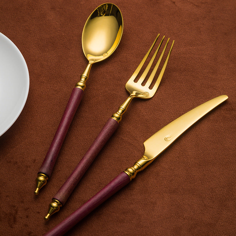 Paris Vintage Royal Violet Wood Cutlery Set | 3CARATS