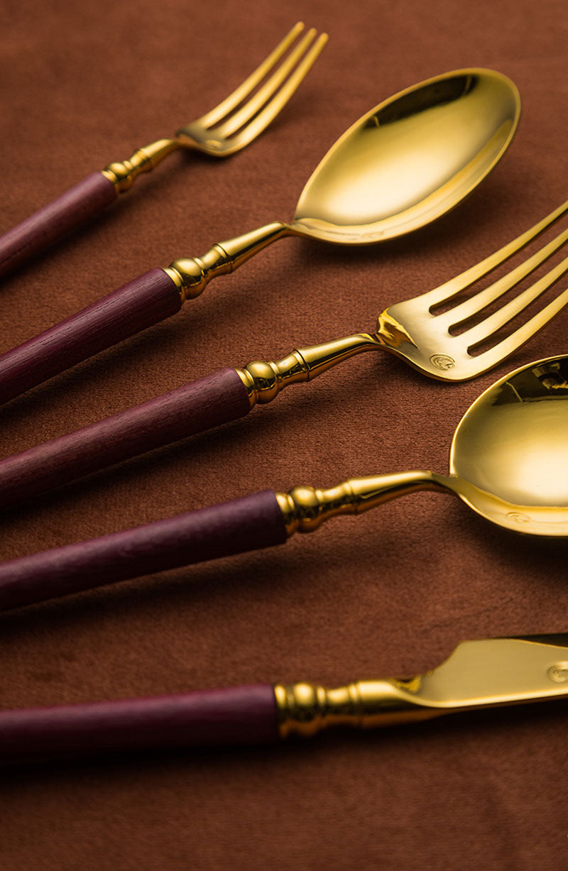 Paris Vintage Royal Violet Wood Cutlery Set | 3CARATS