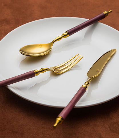 Paris Vintage Royal Violet Wood Cutlery Set | 3CARATS