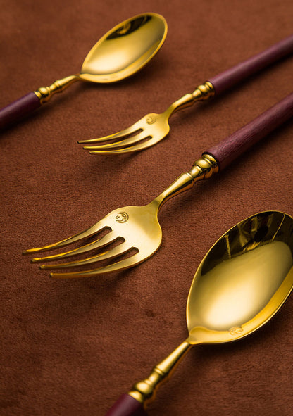 Paris Vintage Royal Violet Wood Cutlery Set | 3CARATS