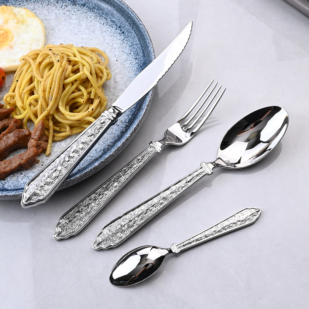 Premium Vintage Stone Texture Flatware Set | 3CARATS