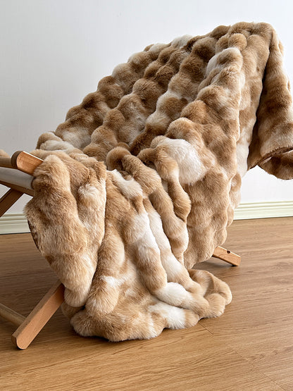 Premium Tie-Dye Faux Fur Rabbit Plush Sofa Blanket | 3CARATS