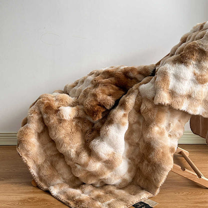 Premium Tie-Dye Faux Fur Rabbit Plush Sofa Blanket | 3CARATS