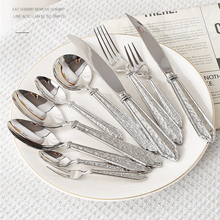 Premium Vintage Stone Texture Flatware Set | 3CARATS