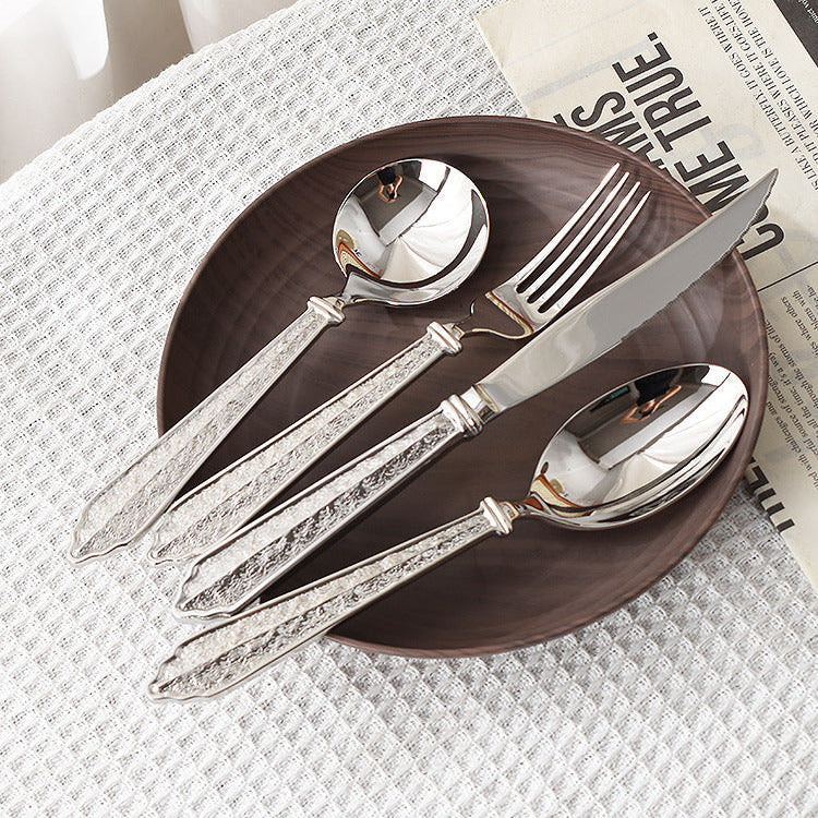 Premium Vintage Stone Texture Flatware Set | 3CARATS