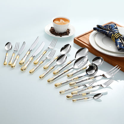 Premium Wheat Embossed Handle Forged Steak Cutlery Set | 3CARATS