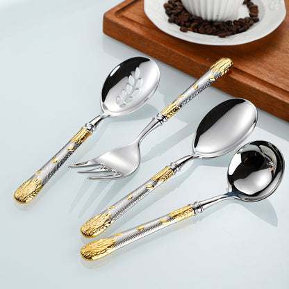 Premium Wheat Embossed Handle Forged Steak Cutlery Set | 3CARATS