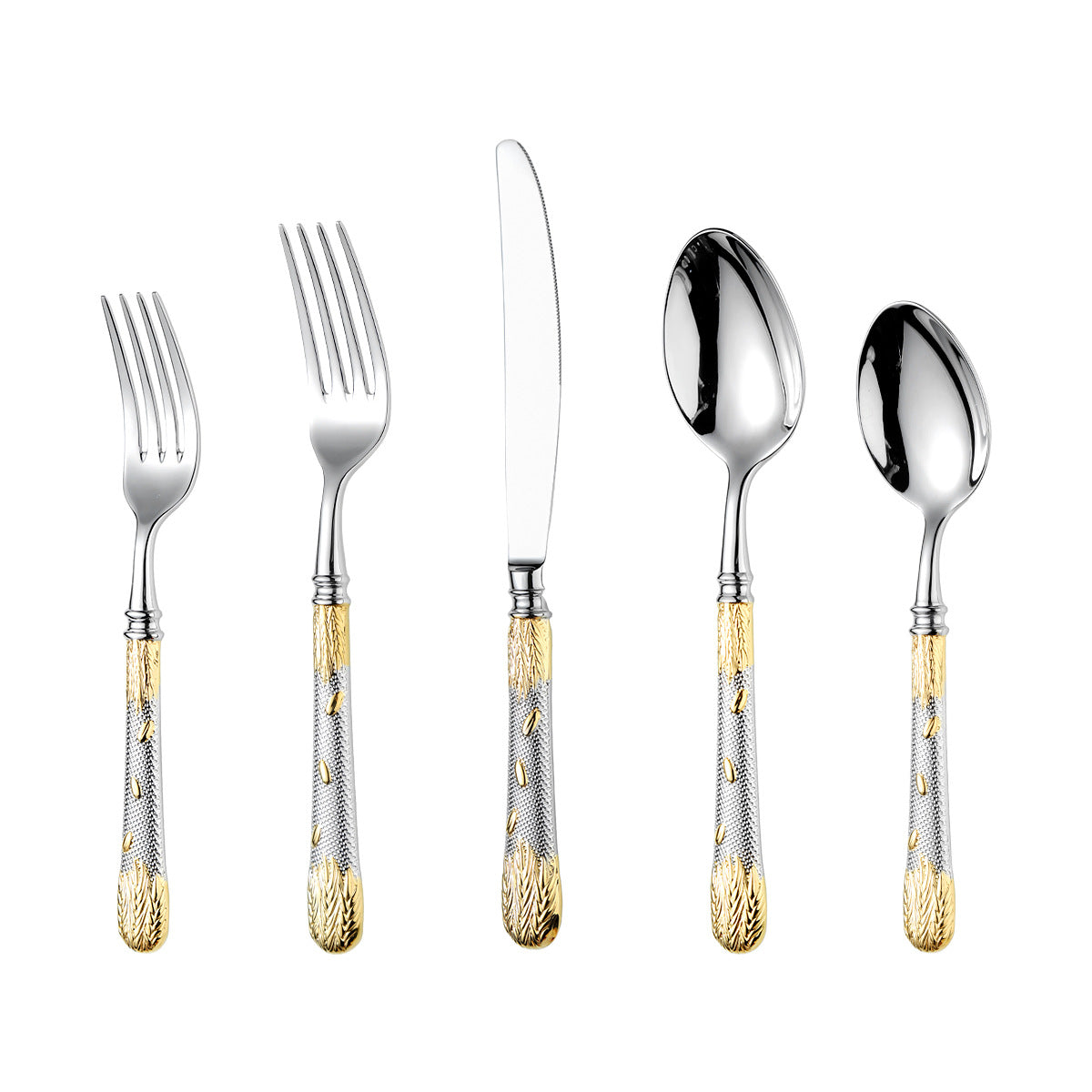Premium Wheat Embossed Handle Forged Steak Cutlery Set | 3CARATS