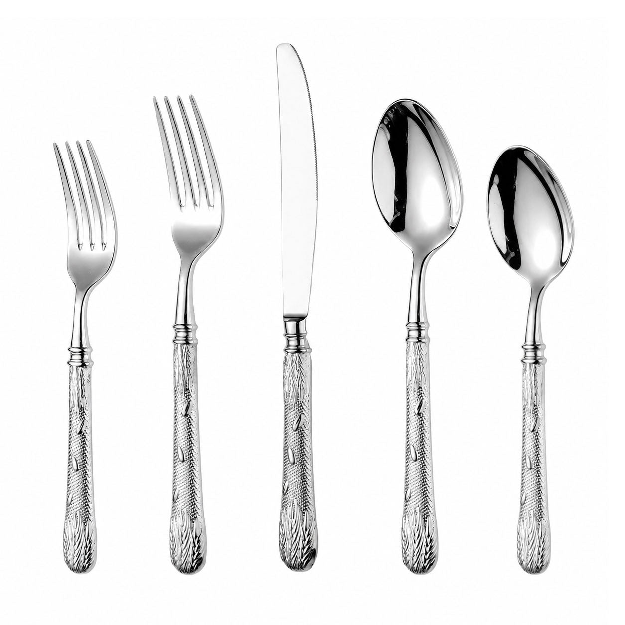 Premium Wheat Embossed Handle Forged Steak Cutlery Set | 3CARATS