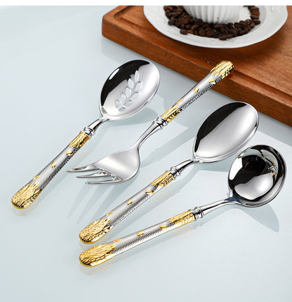 Premium Wheat Embossed Handle Forged Steak Cutlery Set | 3CARATS
