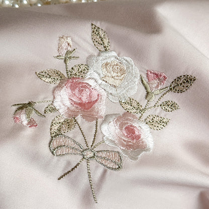 Soft Cotton Rose Sweetheart Embroidered Bedding Set | 3CARATS