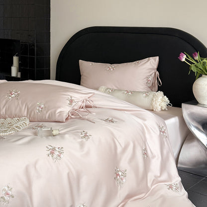 Soft Cotton Rose Sweetheart Embroidered Bedding Set | 3CARATS