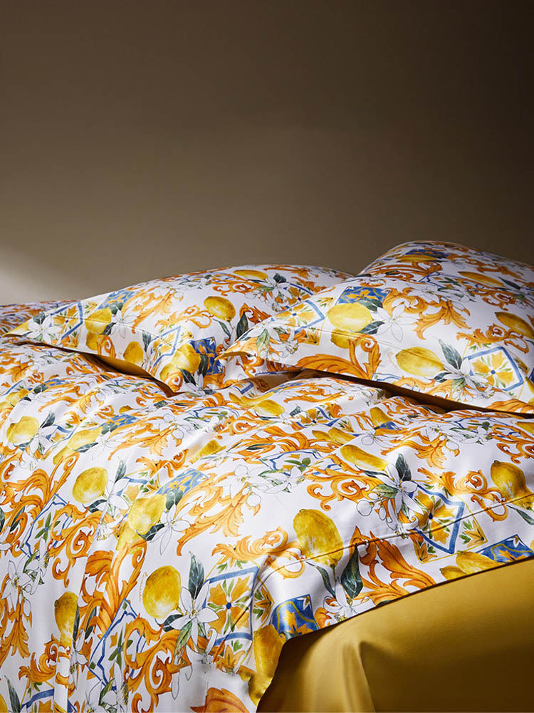 Lemon Print Luxury Cotton Bedding Set  | 3CARATS
