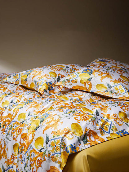 Lemon Print Luxury Cotton Bedding Set  | 3CARATS