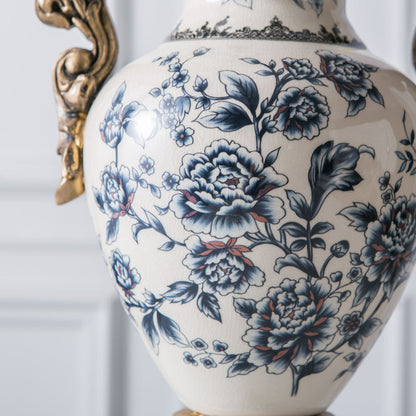Vintage Ceramic Pedestal Vase with Double Handles | 3CARATS